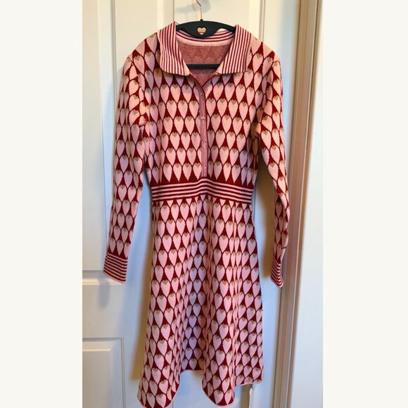 Fantasyou x StyleWe Heart Print Sweater Dress | Women’s Small - Picture 1 of 12